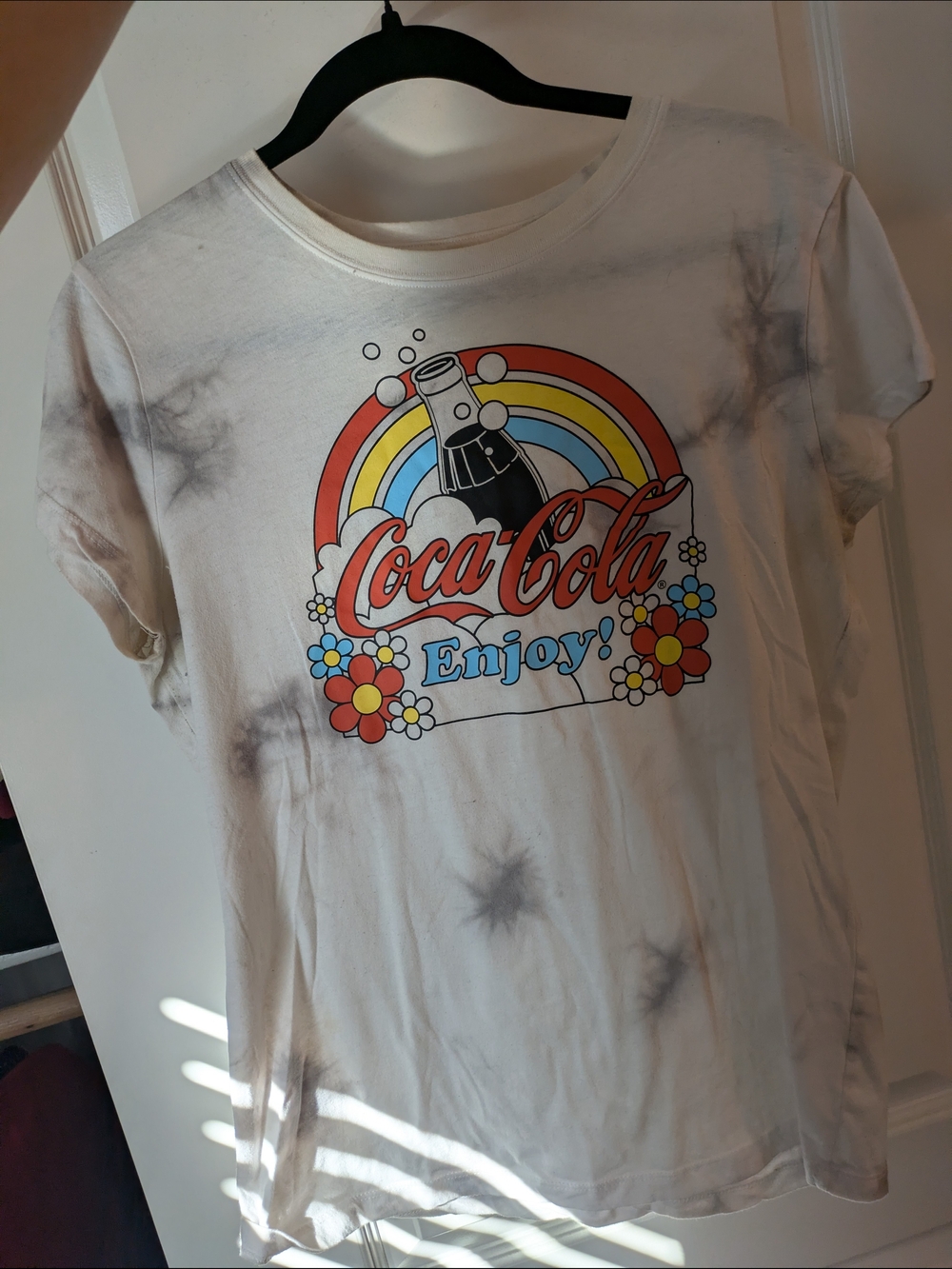 Coca Cola White Tie-Dye Graphic Tee - Enjoy
